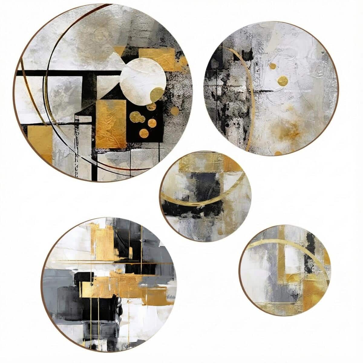 Zestaw Okrągłych Obrazów – Abstrakcyjne Geometryczne Wzory | Nowoczesna Dekoracja Ścienna 68234 - zdjęcie 1
