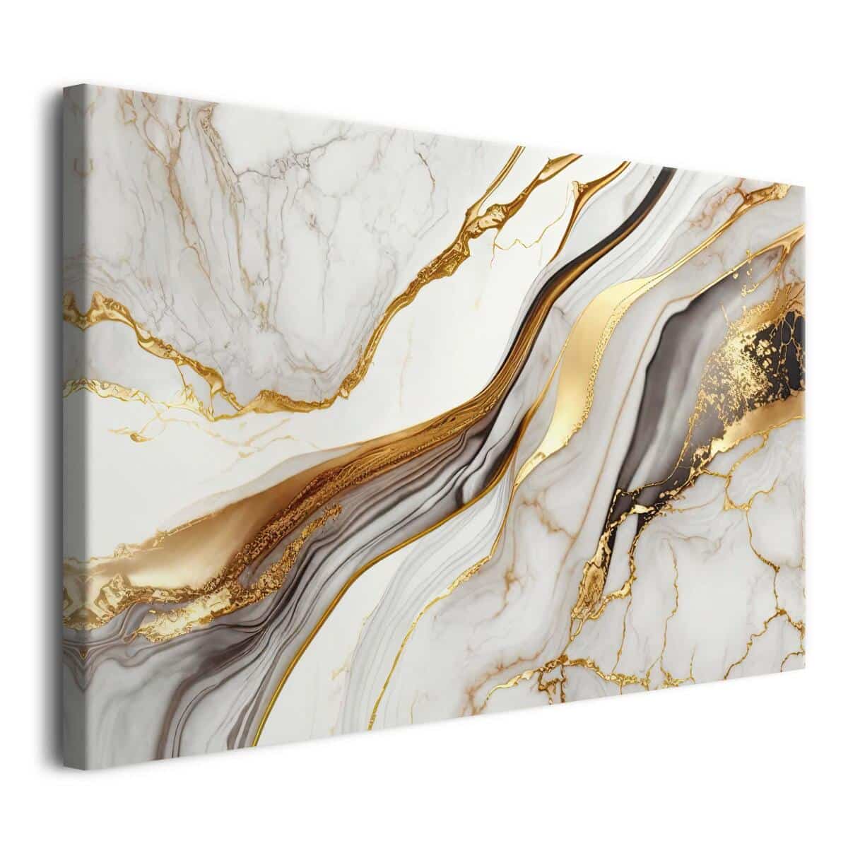 Nowoczesny Obraz na ścianę- Marmur w bieli i złocie | Dekoracja do wnętrz Glamour 68237 - zdjęcie 2