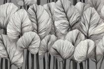 Elegancka fototapeta do biura – Czarno-białe liście | Nowoczesna dekoracja do recepcji i gabinetu 64250 - miniaturka 5