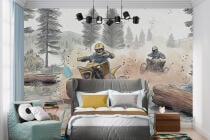 Fototapeta z quadami- wyścig w lesie | Dekoracja ścienna do pokoju chłopca, fana off-roadu, motoryzacji 64199 - miniaturka 4