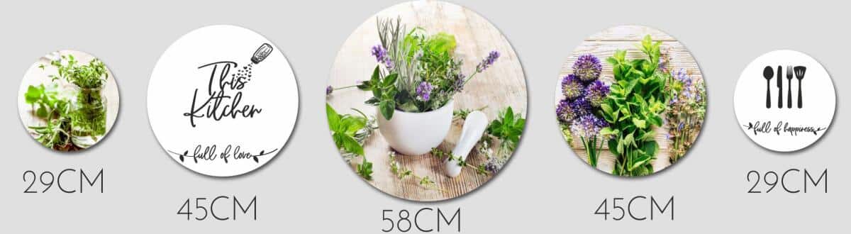 Zestaw okrągłych obrazów do kuchni- Zioła | Obrazy Koła- dekoracja do jadalni 68241 - zdjęcie 3