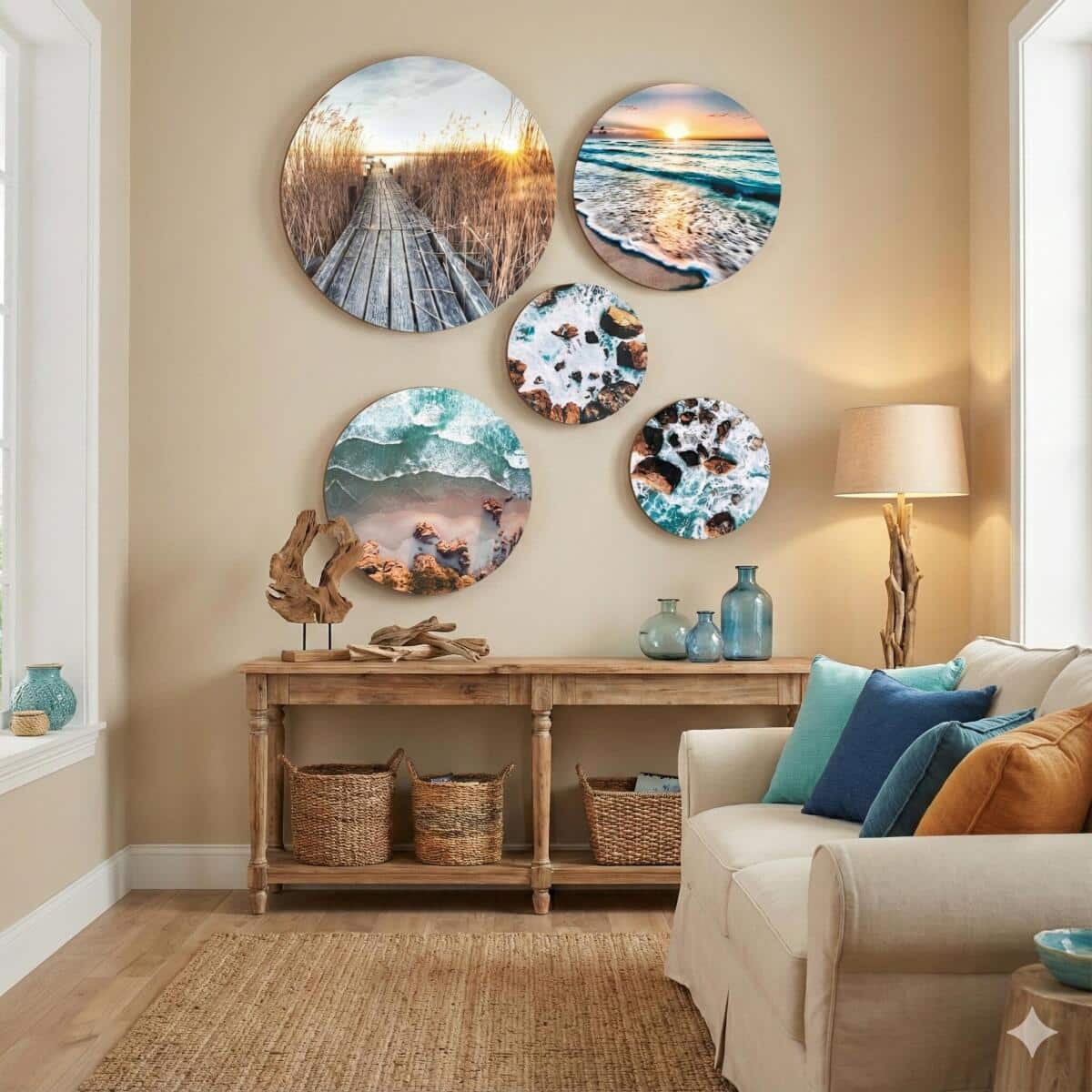 Nadmorskie Widoki- Zestaw Okrągłych Obrazów w stylu Coastal 68227 - zdjęcie 2