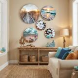 Nadmorskie Widoki- Zestaw Okrągłych Obrazów w stylu Coastal 68227 - miniaturka 2