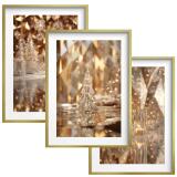 Eleganckie Plakaty Świąteczne- Tryptyk w Złotym Stylu Glamour 82336 - miniaturka 1