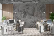 Dekoracyjna fototapeta do salonu i biura– subtelne liście w szarości i beżu 64254 - miniaturka 2