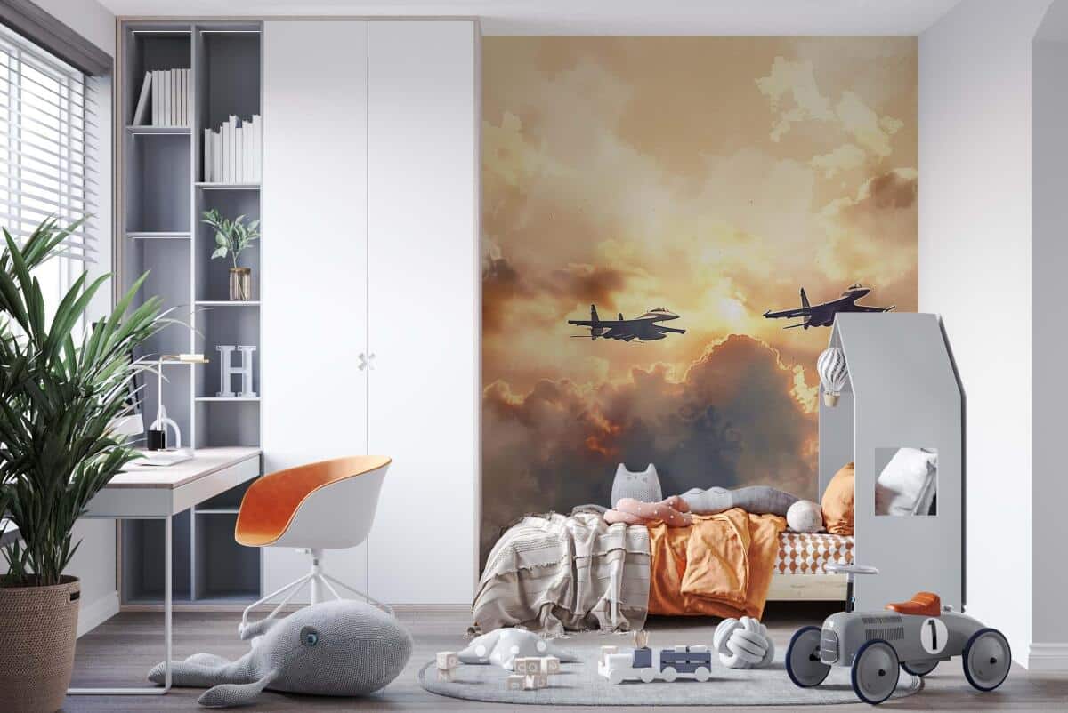 Fototapeta dla nastolatka- Myśliwce w Chmurach | Samoloty Odrzutowe o Zachodzie Słońca 64247 - zdjęcie 2