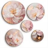 Okrągłe obrazy na ścianę- Kwiaty Glamour w różu i złocie 68224 - miniaturka 1