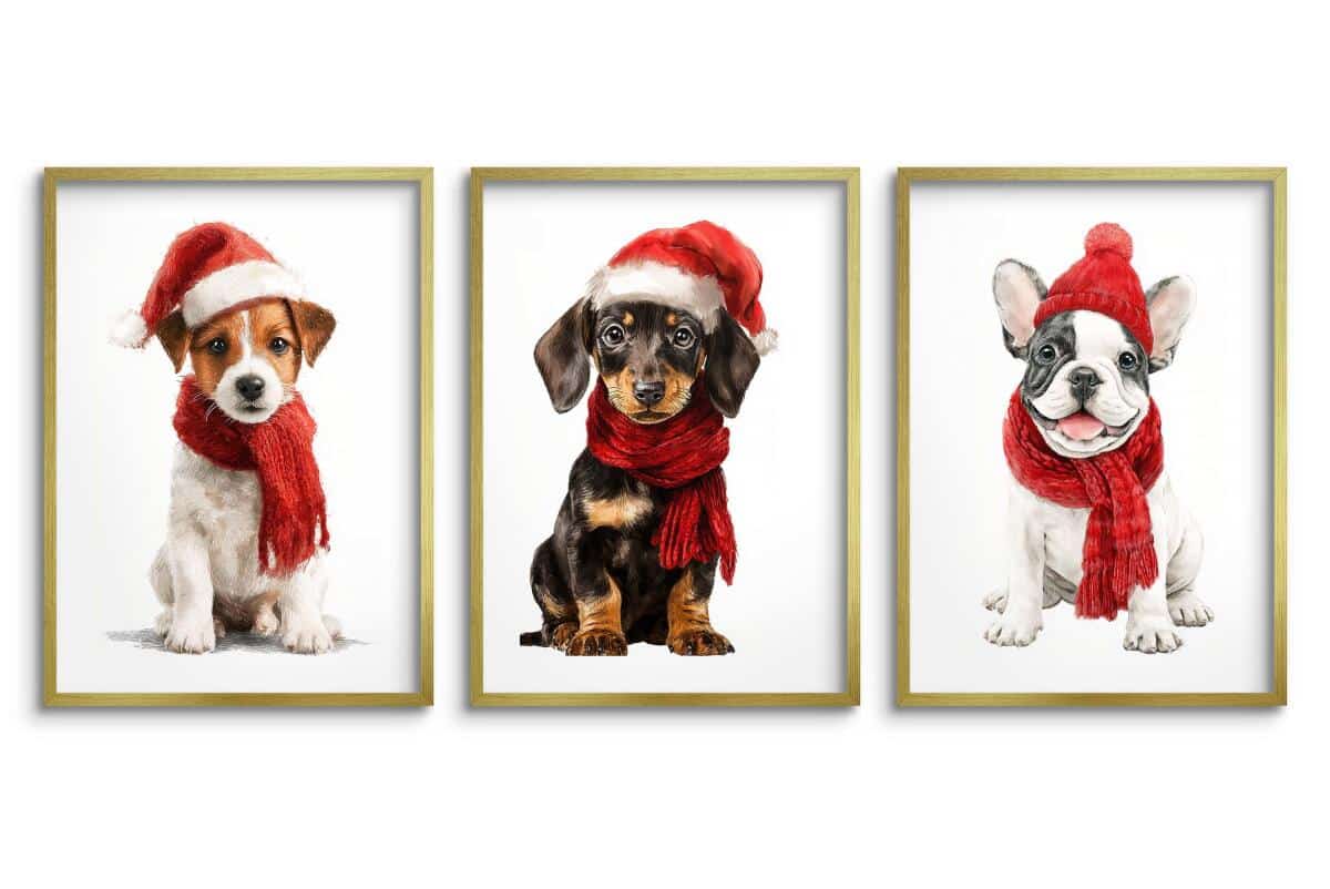 Świąteczne Plakaty z Pieskami- Zimowe Obrazki do pokoju dziecka 82338 - zdjęcie 6