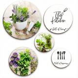 Zestaw okrągłych obrazów do kuchni- Zioła | Obrazy Koła- dekoracja do jadalni 68241 - miniaturka 1