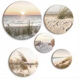 Zestaw dekoracyjnych Paneli- Okrągłe Obrazy z morskim pejzażem 68229 - miniaturka 1