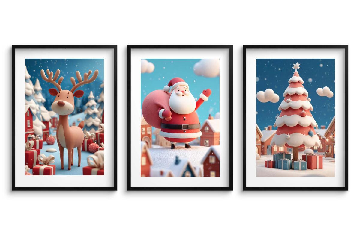 Kolorowe Plakaty Świąteczne dla dzieci– Wesoły Mikołaj, Uroczy Renifer, Świąteczna Choinka 82337 - zdjęcie 7