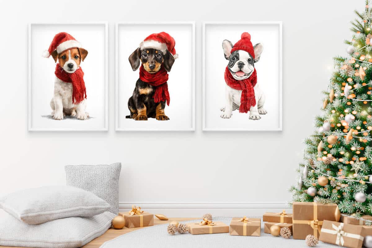 Świąteczne Plakaty z Pieskami- Zimowe Obrazki do pokoju dziecka 82338 - zdjęcie 4