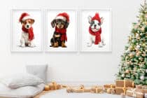Świąteczne Plakaty z Pieskami- Zimowe Obrazki do pokoju dziecka 82338 - miniaturka 4