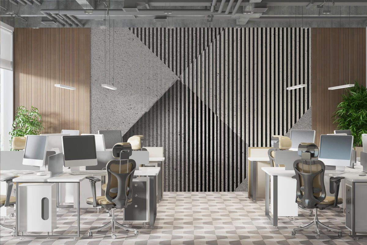 Fototapeta Industrialna- Geometryczne kształty i efekt betonu | Idealna do biura, recepcji i hotelu 64258 - zdjęcie 3