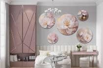 Okrągłe obrazy na ścianę- Kwiaty Glamour w różu i złocie 68224 - miniaturka 4