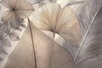 Stylowa Fototapeta biurowa- Liście Ginkgo w beżu | Elegancka Tapeta Line Art 64251 - miniaturka 5