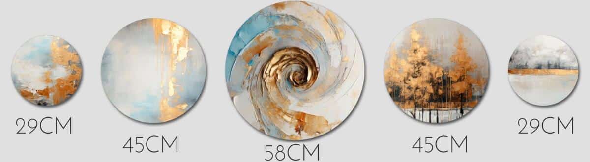 Abstrakcyjne Okrągłe Obrazy na ścianę- Abstrakcyjna Kompozycja w Odcieniach Złota 68233 - zdjęcie 3