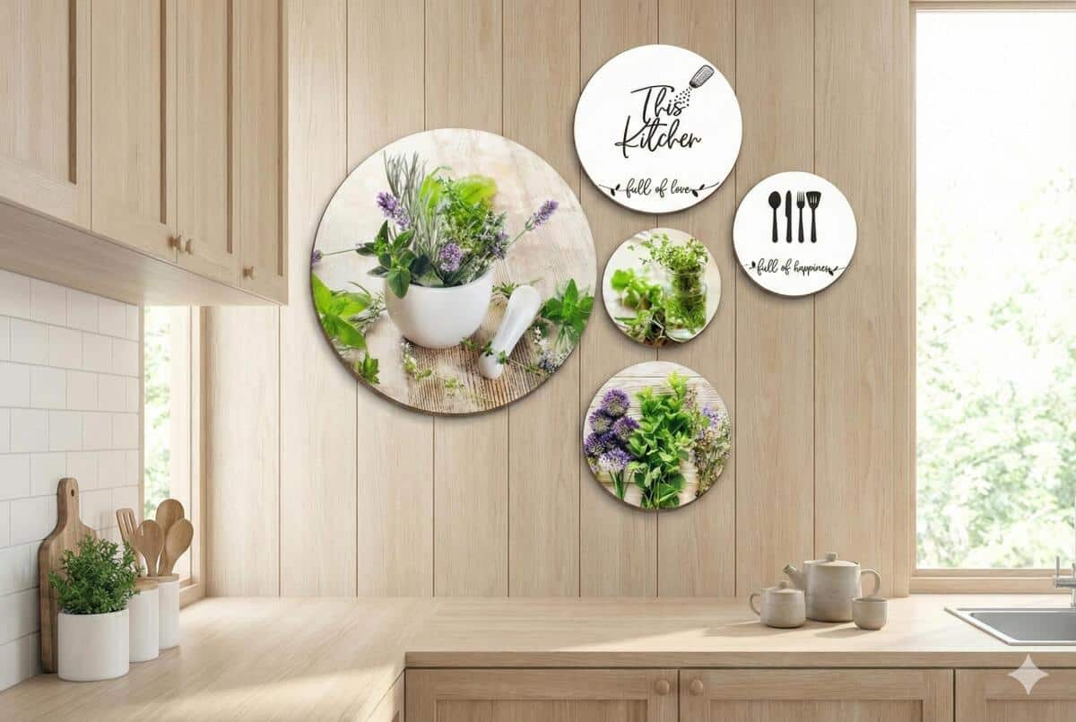 Zestaw okrągłych obrazów do kuchni- Zioła | Obrazy Koła- dekoracja do jadalni 68241 - zdjęcie 6