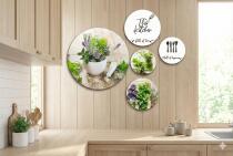 Zestaw okrągłych obrazów do kuchni- Zioła | Obrazy Koła- dekoracja do jadalni 68241 - miniaturka 6