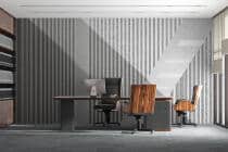 Fototapeta Geometryczna – Szare Pasy i Cienie | Tapeta 3D do gabinetu, recepcji 64257 - miniaturka 1