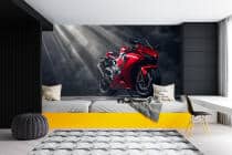 Nowoczesna Fototapeta do pokoju nastolatka, garażu, warsztatu- Czerwony Motocykl 64248 - miniaturka 3