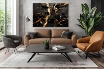 Luksusowy, Czarny Obraz 3D z motywem złotych pęknięć 68243 - miniaturka 5