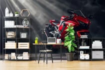 Nowoczesna Fototapeta do pokoju nastolatka, garażu, warsztatu- Czerwony Motocykl 64248 - miniaturka 4