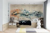Fototapeta Akwarela – Samoloty Odrzutowe, Myśliwce wojskowe | Dekoracja do pokoju młodzieżowego 64245 - miniaturka 4