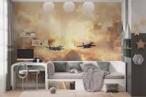 Fototapeta dla nastolatka- Myśliwce w Chmurach | Samoloty Odrzutowe o Zachodzie Słońca 64247 - miniaturka 1