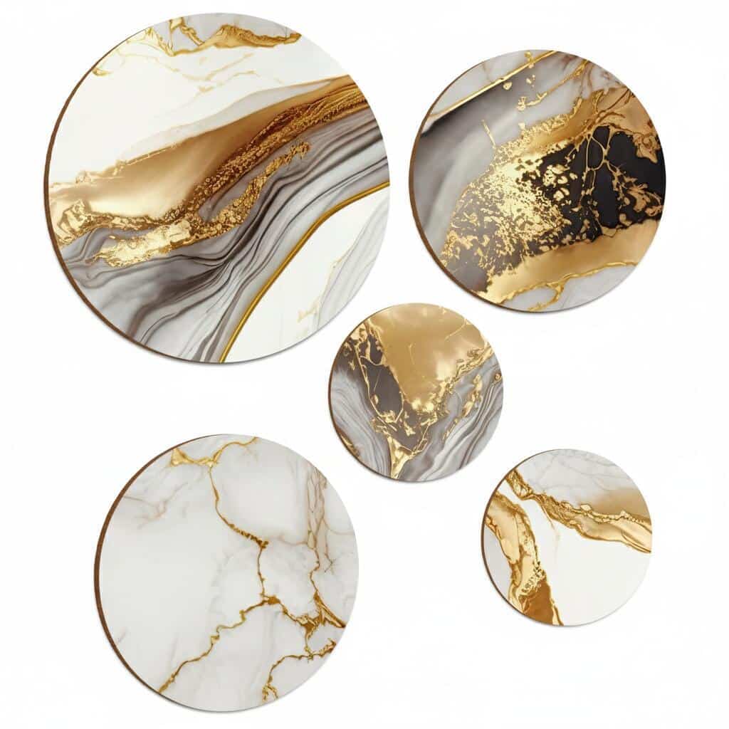 Okrągłe Obrazy- Marmur i Złoto | Modne Panele dekoracyjne- Koła na ścianę 68236 - zdjęcie 1