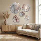 Obrazy Koła Boho z Liśćmi i Piórami | Okrągłe Obrazy Ścienne w Beżu 68240 - miniaturka 6