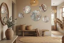 Obrazy Koła Boho z Liśćmi i Piórami | Okrągłe Obrazy Ścienne w Beżu 68240 - miniaturka 4