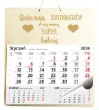 Drewniana, grawerowana zawieszka z kalendarzem, prezent Dzień Babci duża 65602 - miniaturka 1