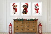 Świąteczne Plakaty z Pieskami- Zimowe Obrazki do pokoju dziecka 82338 - miniaturka 3