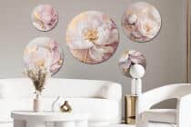 Okrągłe obrazy na ścianę- Kwiaty Glamour w różu i złocie 68224 - miniaturka 9