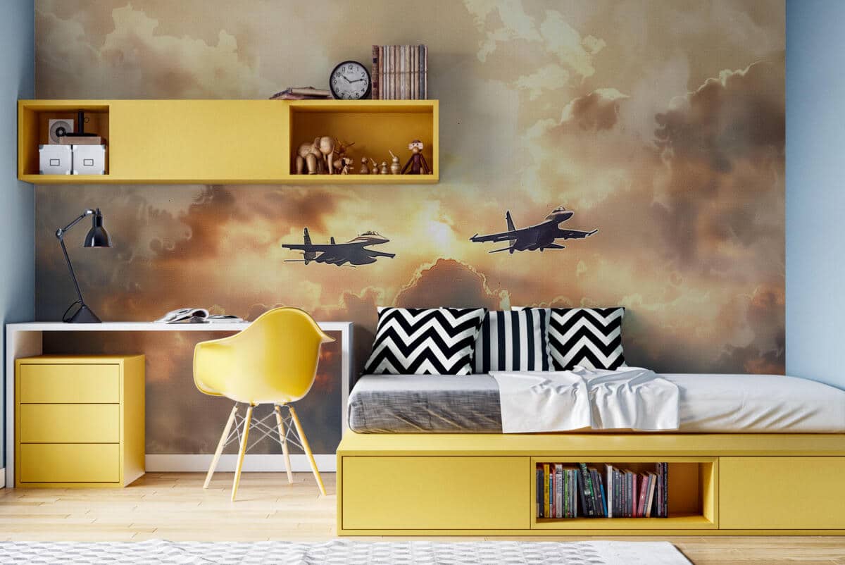 Fototapeta dla nastolatka- Myśliwce w Chmurach | Samoloty Odrzutowe o Zachodzie Słońca 64247 - zdjęcie 3