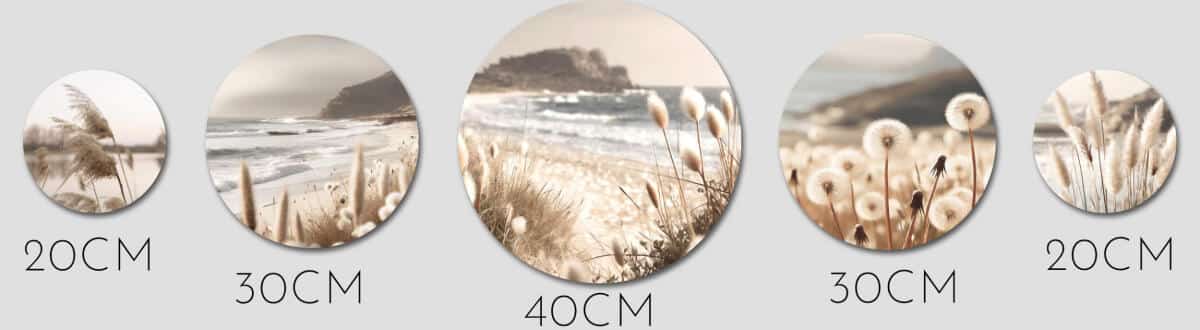 Obrazy Koła z Motywem Morza | Plaża, Trawy i Wydmy | Okrągłe obrazy boho 68246 - zdjęcie 2