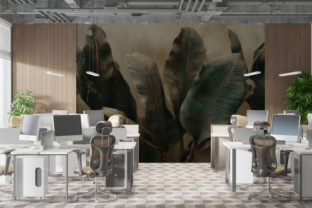 Fototapeta do biura- Tropikalne Liście | Egzotyczne rośliny w ciemnej zieleni 64256 - zdjęcie 4