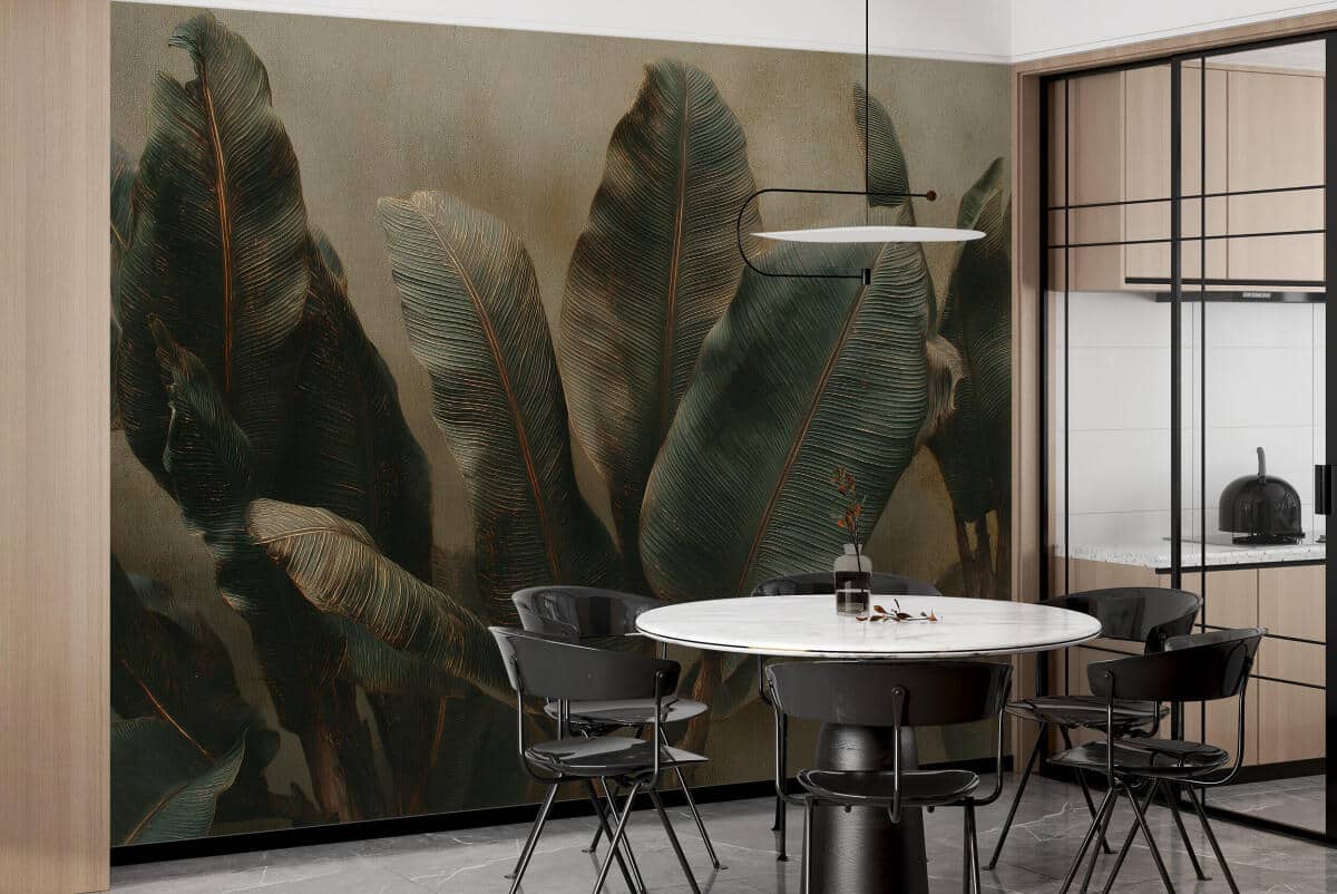 Fototapeta do biura- Tropikalne Liście | Egzotyczne rośliny w ciemnej zieleni 64256 - zdjęcie 2