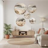 Obrazy Koła z Motywem Morza | Plaża, Trawy i Wydmy | Okrągłe obrazy boho 68246 - miniaturka 6