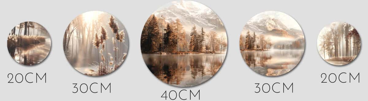 Nowoczesne Obrazy Koła – Krajobraz Jeziora i Lasu | Okrągłe Obrazy Boho 68239 - zdjęcie 2