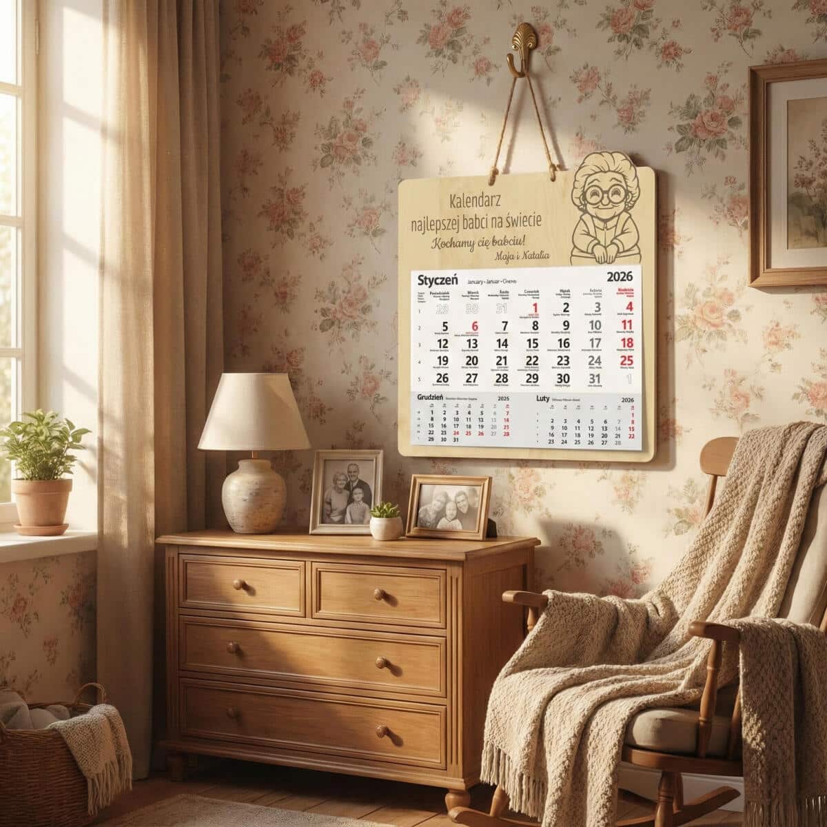 Personalizowany, grawerowany kalendarz dla babci z imionami wnuków - prezent na Dzień Babci, urodziny, święta 81026 - zdjęcie 4