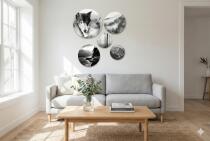 Nowoczesne Obrazy Koła – Wilki, Góry i Las we Mgle | Czarno-Biała Dekoracja w Stylu Skandynawskim 68228 - miniaturka 5