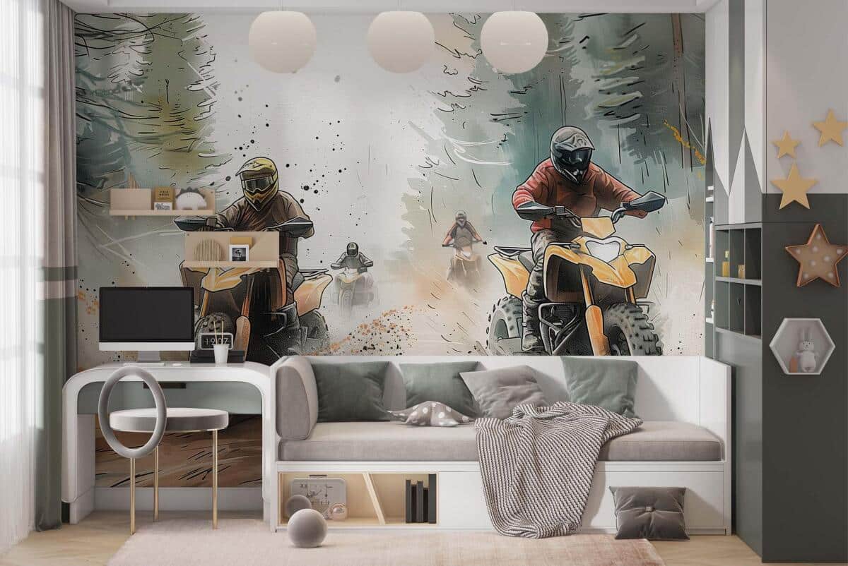 Sportowa fototapeta dla nastolatka- Motocross, Off-Road | Modna Akwarela 64241 - zdjęcie 2