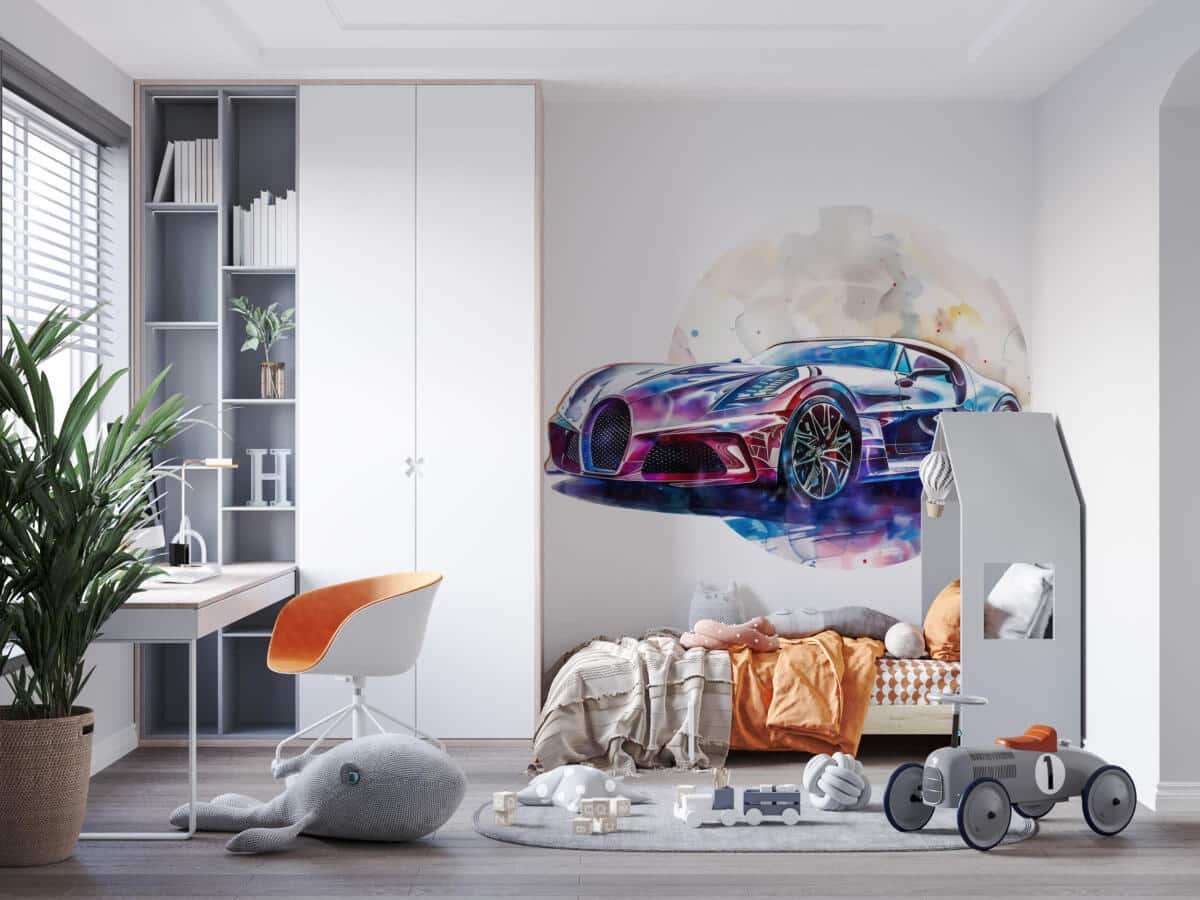 Oryginalna Fototapeta na bazie koła- Sportowy samochód | Okrągła Tapeta 3D do pokoju nastolatka 82343 - zdjęcie 3