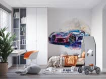 Oryginalna Fototapeta na bazie koła- Sportowy samochód | Okrągła Tapeta 3D do pokoju nastolatka 82343 - miniaturka 3