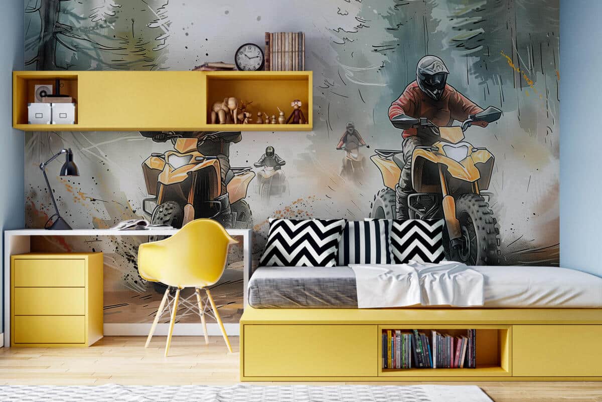 Sportowa fototapeta dla nastolatka- Motocross, Off-Road | Modna Akwarela 64241 - zdjęcie 4