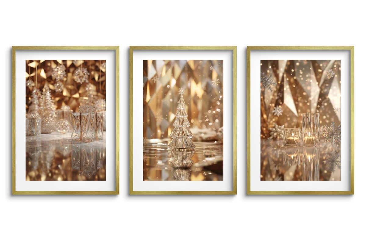 Eleganckie Plakaty Świąteczne- Tryptyk w Złotym Stylu Glamour 82336 - zdjęcie 4