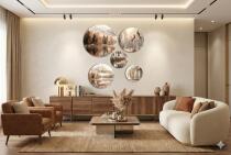 Nowoczesne Obrazy Koła – Krajobraz Jeziora i Lasu | Okrągłe Obrazy Boho 68239 - miniaturka 4