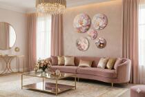 Okrągłe obrazy na ścianę- Kwiaty Glamour w różu i złocie 68224 - miniaturka 2